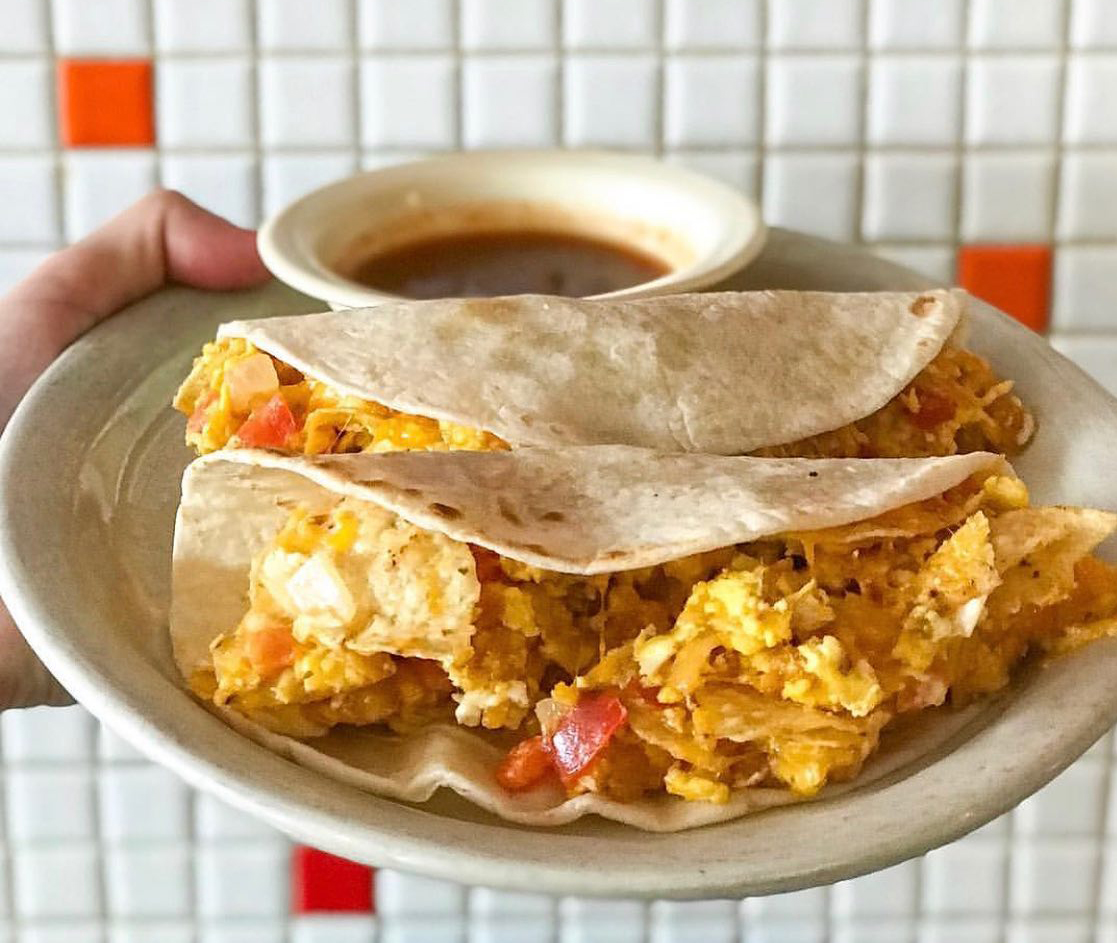 Migas tacos at Cisco's, one of our "Iconic Austin" restaurants on East 6th..
